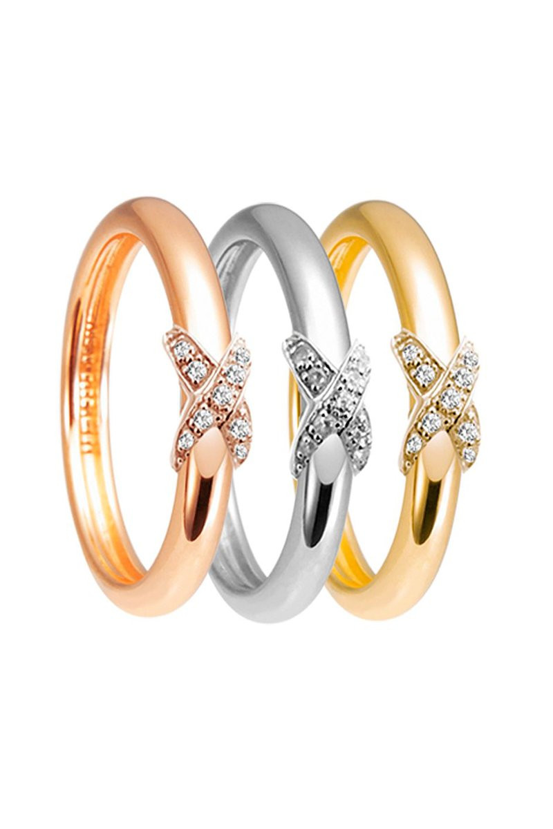 Jeulia Bague Solitaire Or Rose 18k & Alliance Interchangeable - Ensemble Argent 925 Pour Fiancailles & Mariage